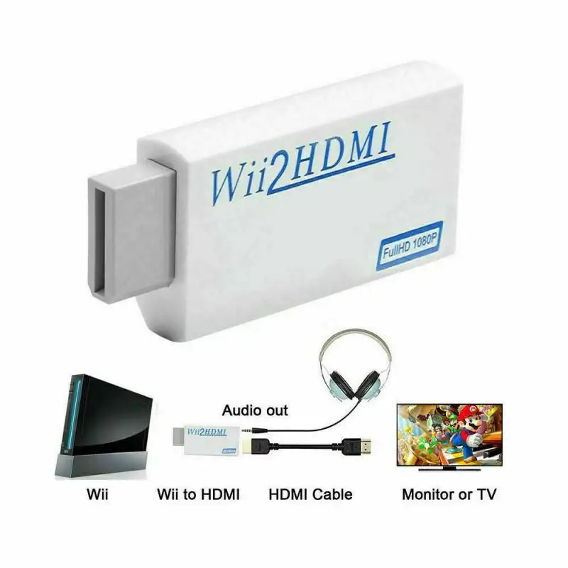 Портативный конвертер Wii в HDMI адаптер 2HDMI 3 5 мм аудио для ПК HDTV монитор дисплей
