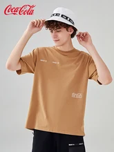 

Coca Cola official short sleeve men's white simple basic T-shirt printed fashion brand loose top men clothing