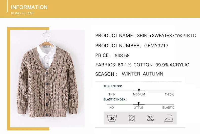 Осенний свитер для мальчиков+ рубашки, 2 предмета, детский Трикотажный Хлопковый пуловер для мальчиков, свитер, Детская верхняя одежда для отдыха