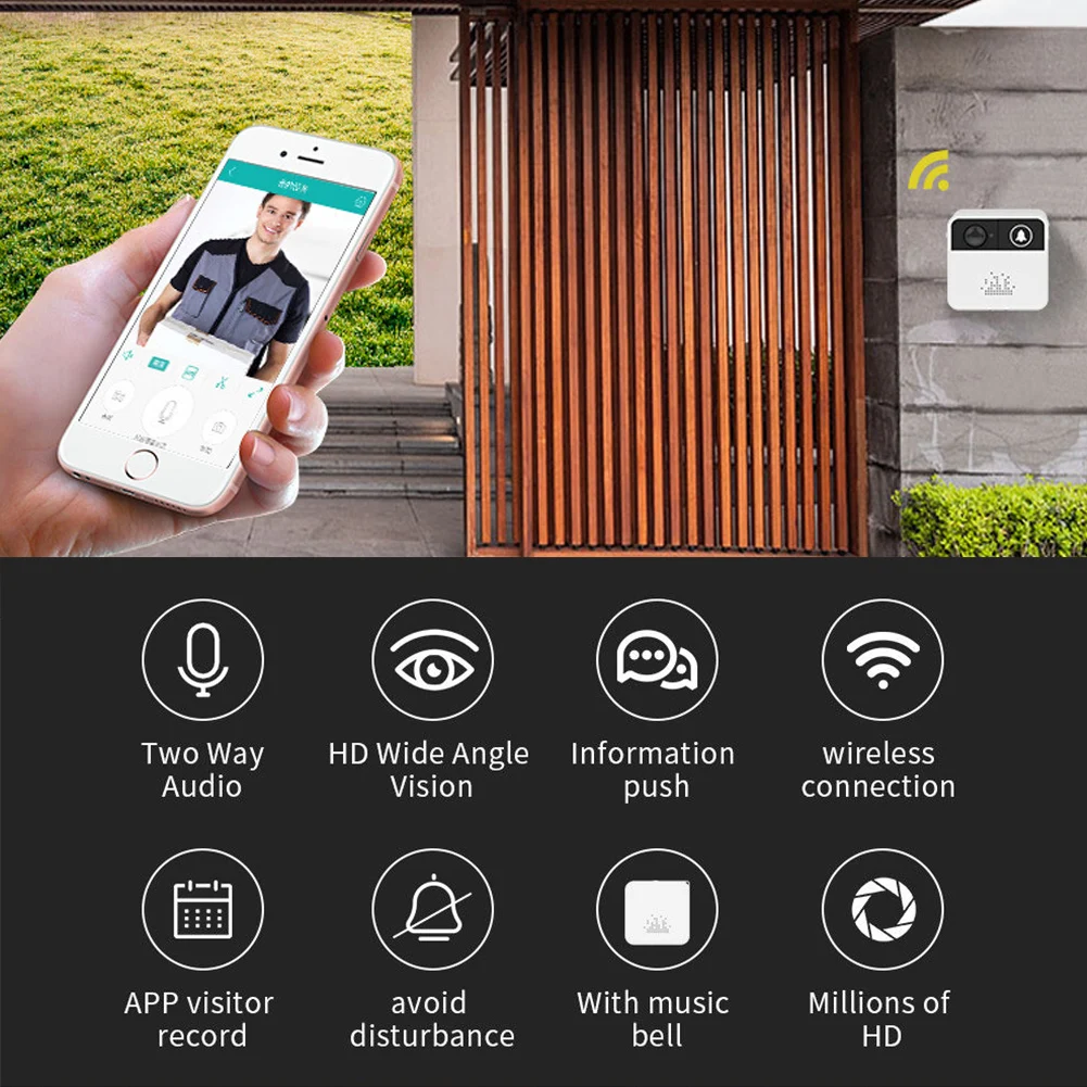 

Hot New Remote Intercom Door Chimes Digital Door Viewer Visual Multifunction Home Use Home Security Doorbell WIFI