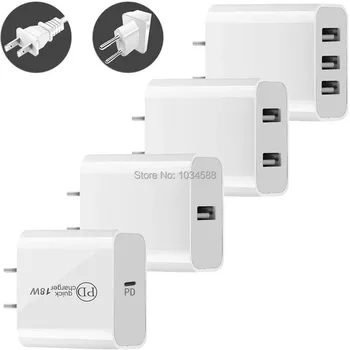 

Fast Quick Charging Type c PD Usb Charger 1 2 3 Usb Ports AC Eu US Wall Charger For Iphone Samsung Xiaomi Android phone pc