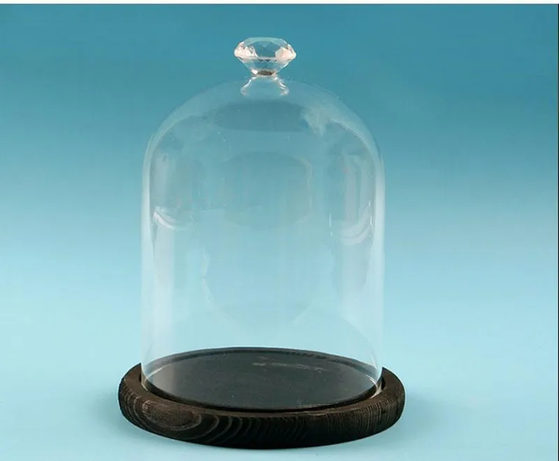 2 шт./упак. диаметр = 9 см Высота = 11 см античная деревянная основа стеклянная купольная ваза, домашний декор стеклянный купол DIY Подарочный Свадебный мешочек подарок