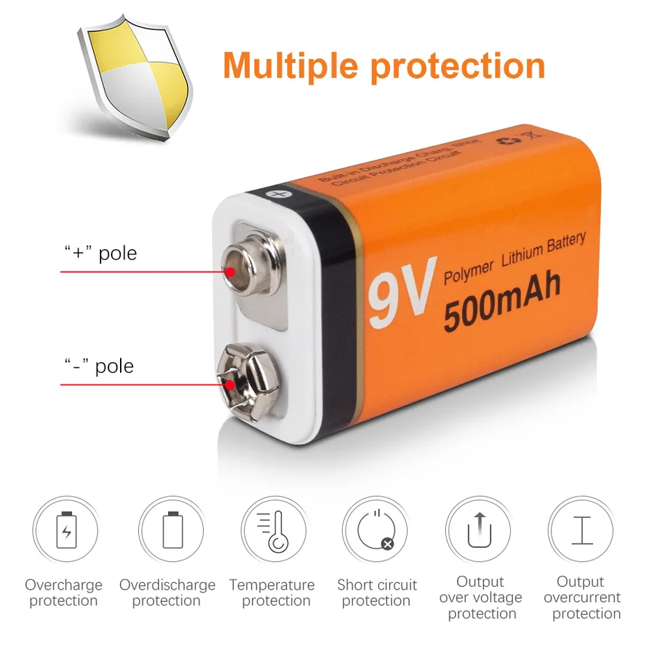 Palo 9V Batteria Ai Polimeri Di Litio Li-Ion Batteria Ricaricabile Per Il Tester Giocattolo Di Controllo A Distanza Del Microfono Ktv Uso