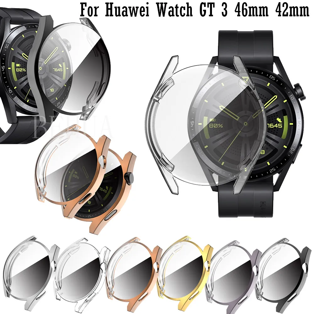 

ТПУ защитный чехол для часов Huawei Watch GT 3 46 мм 42 мм, полноэкранный защитный чехол, прозрачная оболочка, ударопрочный ультратонкий