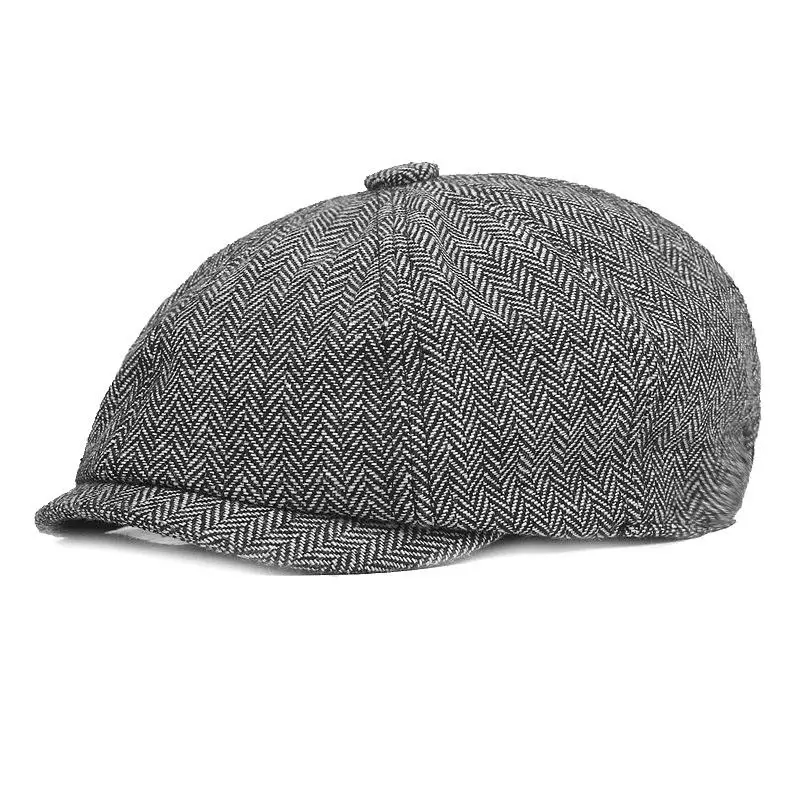 British Style Men Women Herringbone Flat Caps Autumn Winter Newsboy Cap Beret Hat Vintage Warm Octagonal Hat