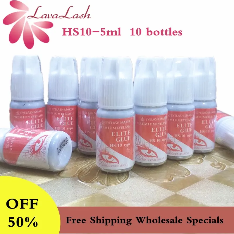

10 bottles Limited Time Special Wholesale 5ml Elite Plus HS-10 Glue For Eyelash Extensions Premium Volume Eyelash Glue Tools