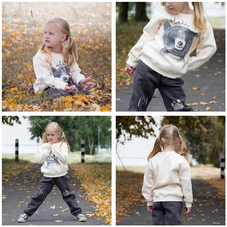 Tanie 2019 moda niedźwiedź odzież zestawy dla dzieci ubrania, 3 6Y bluzy T shirt dla chłopców ubrania Apring jesień casual odzież dziecięca