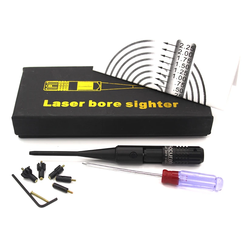 5 Adjustable Adapters Rifles Red Laser Bore Sighter Collimator Kit For 0.22 to 0.50 Caliber Rifies Hunting Optical Boresighter