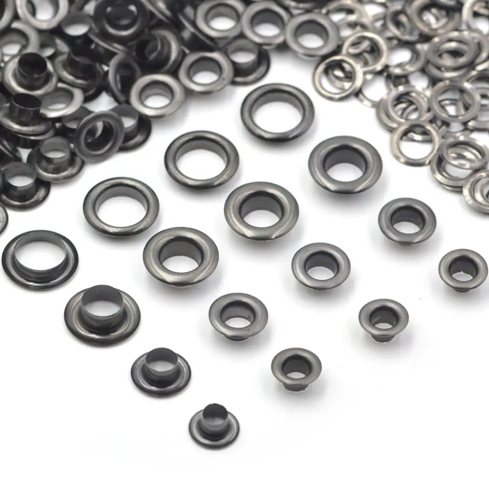 

KALASO 100sets Pure Brass Material Black 5mm/6mm/8mm/10mm Grommet Eyelet With Washer Fit Leather DIY Craft Shoes Belt Cap