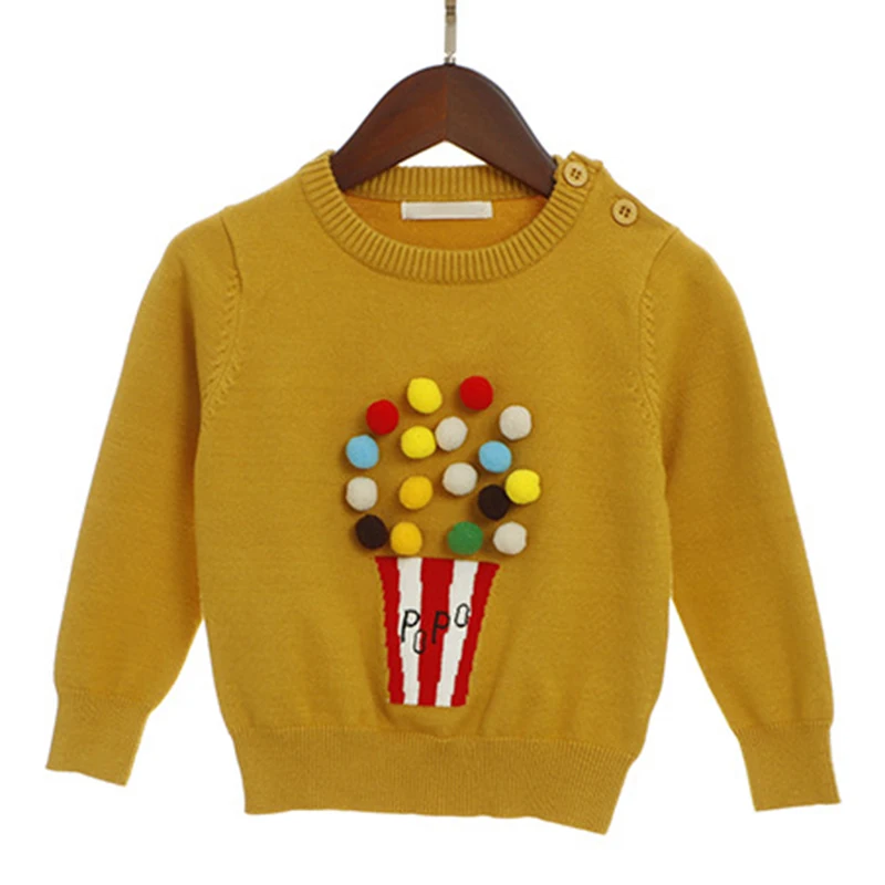 Свитер для маленьких девочек на весну, зиму и осень детские вязаные свитера с рисунком «попкорн» для девочек, вязаный свитер, пуловер желтого, серого, розового цвета - Цвет: Yellow