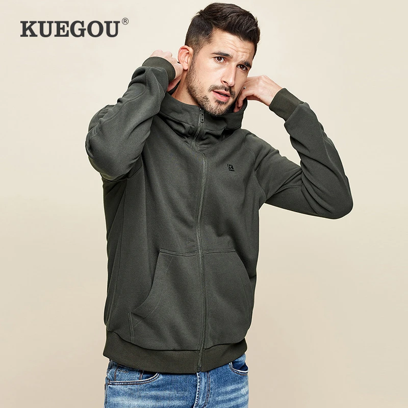 KUEGOU 2020 Spring 100% Cotton Black Plain Hoodie Men Hoody Sweatshirt Hip Hop Streetwear Male Fashion Clothes Plus Size 2288 KUEGOU 2020 Spring 100% Cotton Black Plain Hoodie Men Hoody Sweatshirt Hip Hop Streetwear Male Fashion Clothes Plus Size 2288