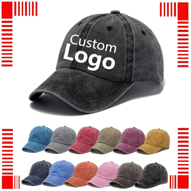 

New DIY free logo text picture name embroidery logo baseball cap Casual cotton Snapback hats trucker hat Custom logo Dad hat