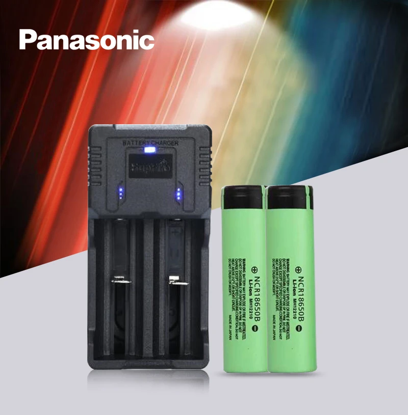 2 шт. литий-ионные аккумуляторы Panasonic NCR18650B 100% в 3 7 мАч | Электроника