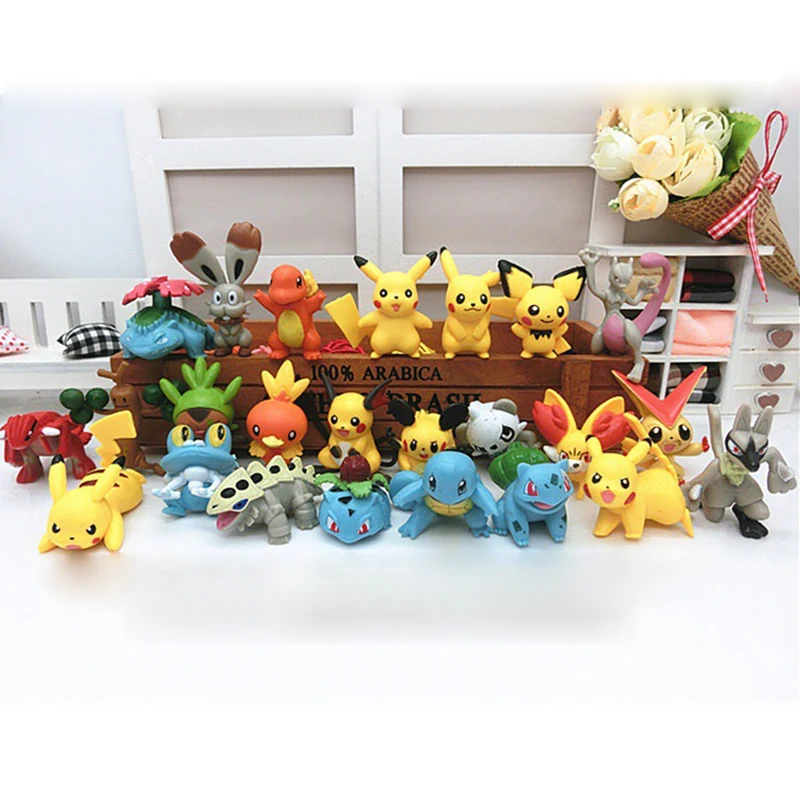 24 шт./компл. фигурку Pokemoners модель монстра игрушка мини Пикачу приобретенного во