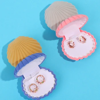 

Lovely Shell Shape Velvet Jewelry Box Wedding Engagement Ring Box For Earrings Necklace Bracelet Display Gift Box Holder