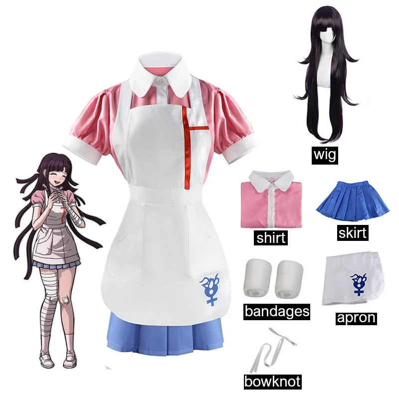 Danganronpa Mikan Tsumiki Косплэй костюм на Хэллоуин Карнавальный конечной медсестра кафе