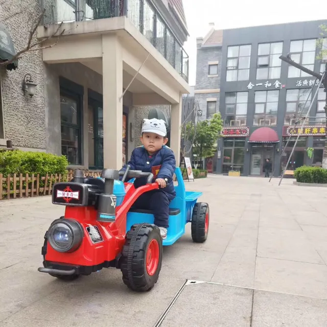 Children's Walk-behind Tractor Electric Toy Car can Sit on People With Bucket Dual-drive Children Baby Car Four-wheel Oversized 3
