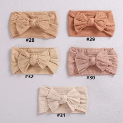 30PC/lot Newborn Kids Handmade Cable Knit Wide Nylon Headbands,Knotted Hair Bow Ribbed Headband,Children Girls Hair Accessories