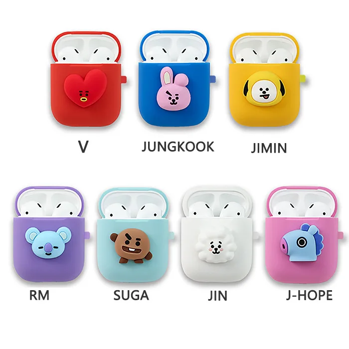K pop Bangtan мальчики каваи мультфильм IPHONE airpods pro Чехол беспроводной bluetooth гарнитура наушники коробка защитный чехол