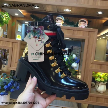 

Hot Selling American Ankle Boot Embroider Bees Shoes Square and High Heels Female Shoes leather boots