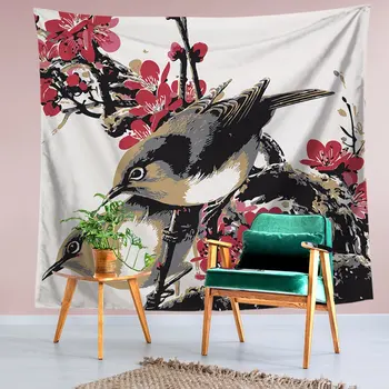 

New Birds Watercolor Cartoon Pattern Fashion Tapestry Hanging Wall Tapestry Home Decor Picnic Blanket Beach Towel Bed Curtains