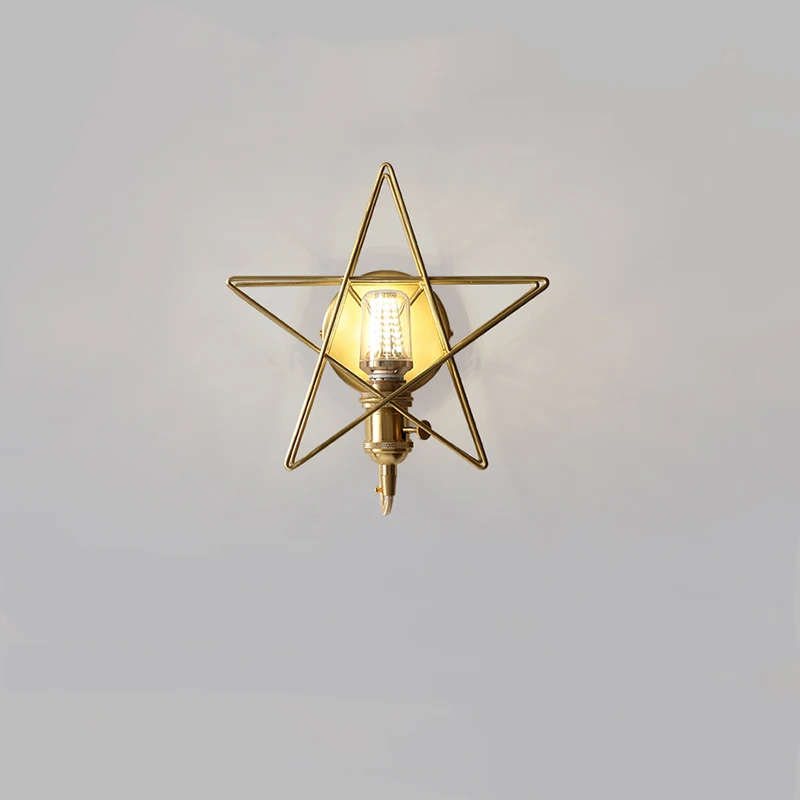 

Nordic Copper LED Wall Lamps Star Indoor Decor Sconces Bedroom Light Fixture Bedside Living Room Balcony Aisle Stair Wall Lights