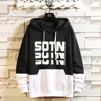 

CYXZFTROFL Mens Hoodies Sweatshirt Letter Printing Mens 100% Cotton Hoodies Long Sleeve Hooded Pullover Hip Hop Sweatshirts Men
