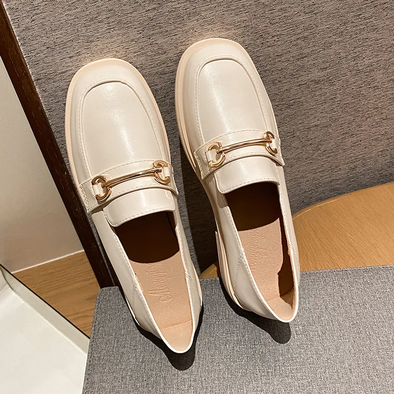 Spring/Autumn 2021 Women Shoes Fashion Loafers Round Toe Platform Shoes Solid Slip-on Plus Size 43 Luxury Brand Shoes Women
