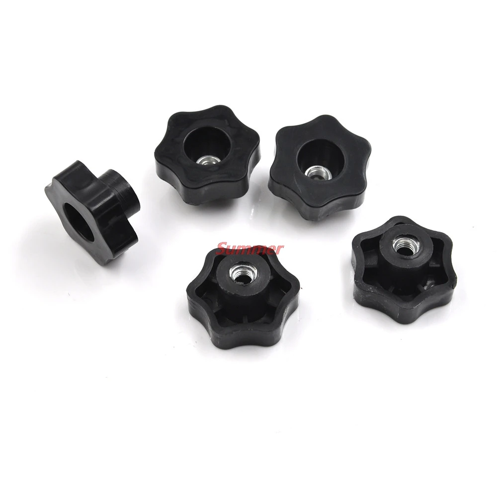 4 Pcs M6*40MM Female Thread Star Shaped Head Clamping Nuts Knob With Through-Hole For Industry Equipment