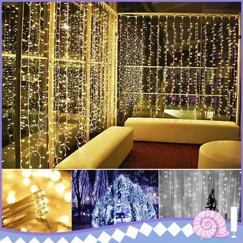 

10M Curtain Christmas Wedding Holiday String Light LED Decoration Fairy Lamp Bulb Garland Party Curtain Decor