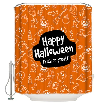 

Halloween Printed Bath Curtains Tick or Treat Shower Curtain Waterproof Polyester Fabric 3d Curtains For Bathroom