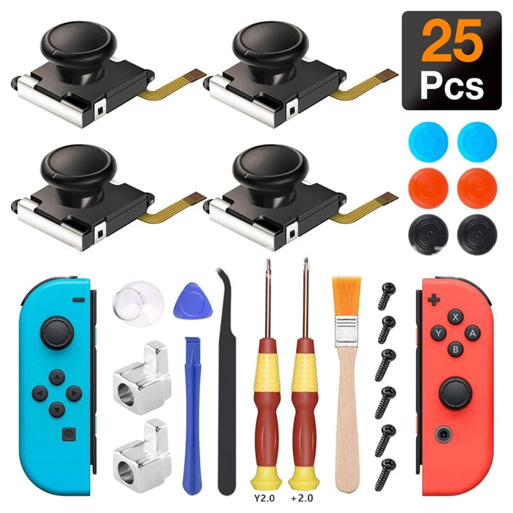 3D Analog Joycon Joystick Thumb Sticks Sensor Replacements Accessories For Nintend Switch Joy Con Controller Housing w/ Tool Kit 