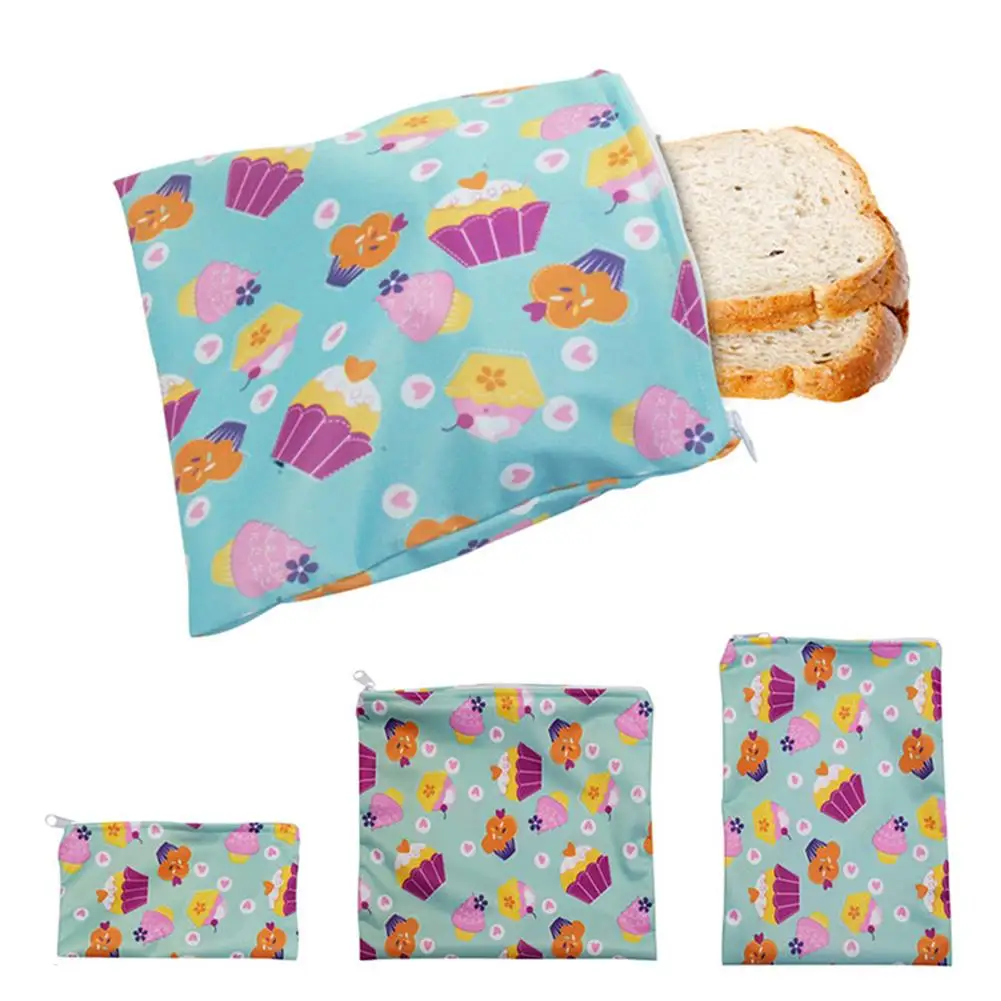 3 шт. многоразовые Еда сумка для хранения закуски посылка сумка Водонепроницаемый хлеб сэндвич Обёрточная бумага чехол для школы Кемпинг маленькая через плечо - Цвет: Sky Blue
