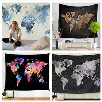 

World Map Wall Tapestry Yoga Starry Sky Tapestry Large Fabric Decor Blanket Sleep Mat Large150x130cm Beach Towel Carpet Wall Rug