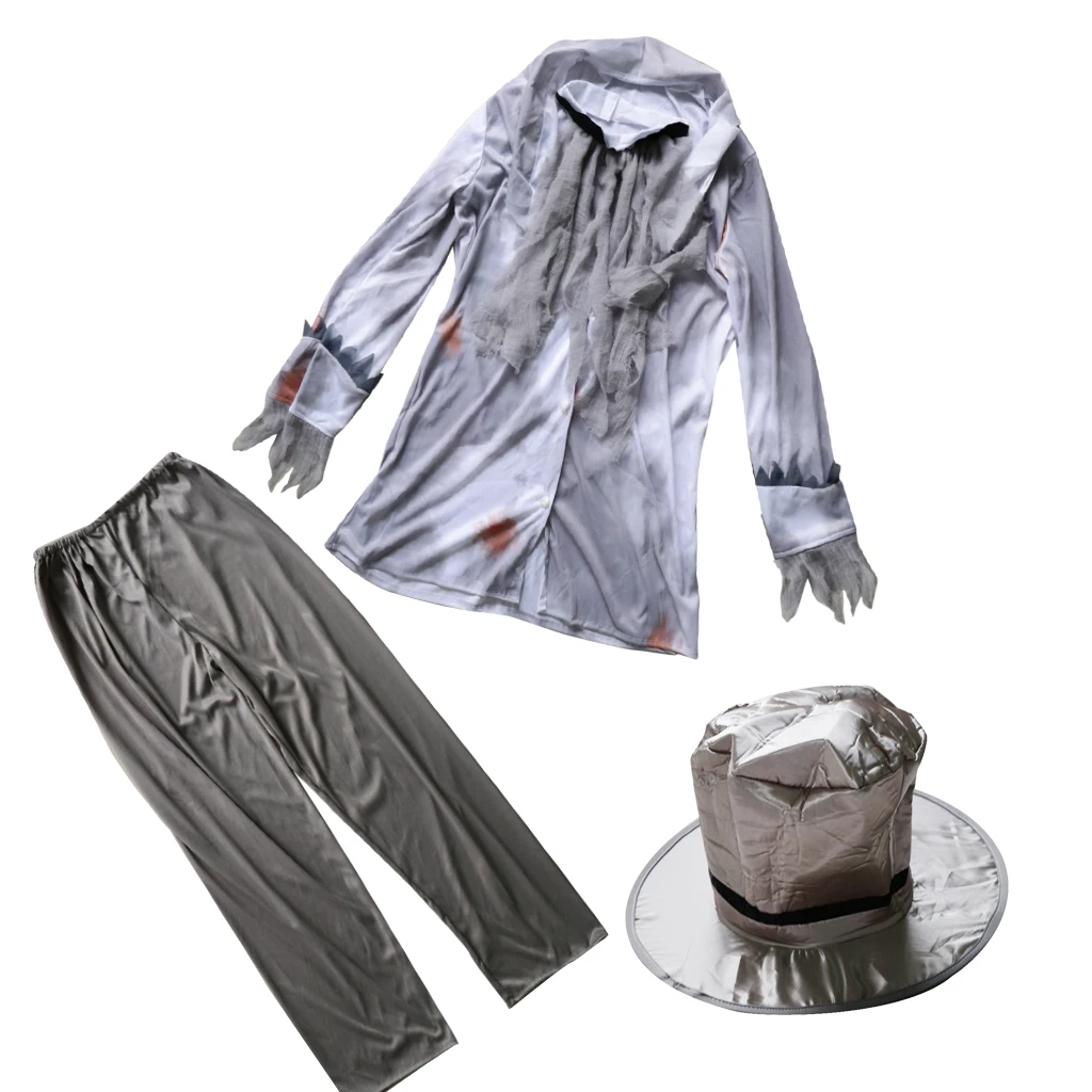 Bloody Zombie Dead Senor Mens Costume with Hat Halloween Cosplay Fancy Dress