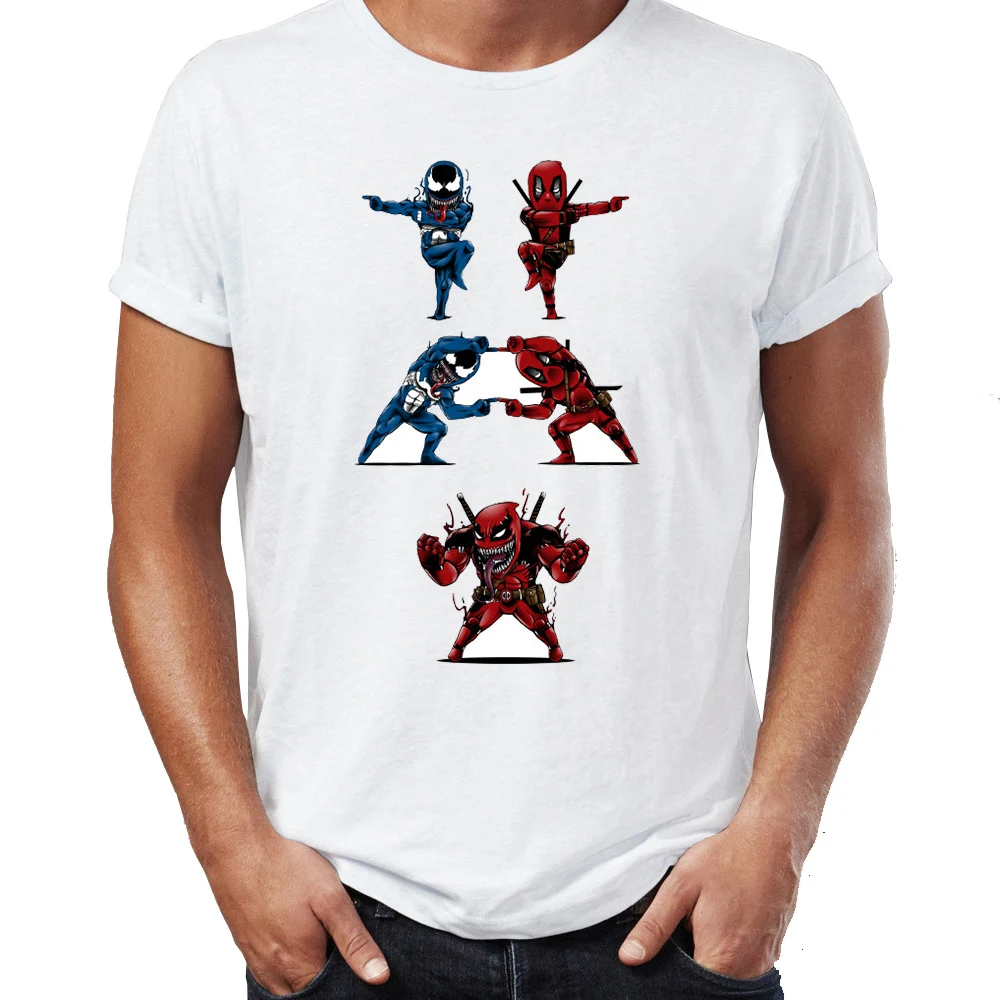 

Men's T Shirt Deadpool Venom Nerdy Tee Male Summer 100% Cotton Fabric Streetwear Custom Crew Neck Clothing Marvel Tops