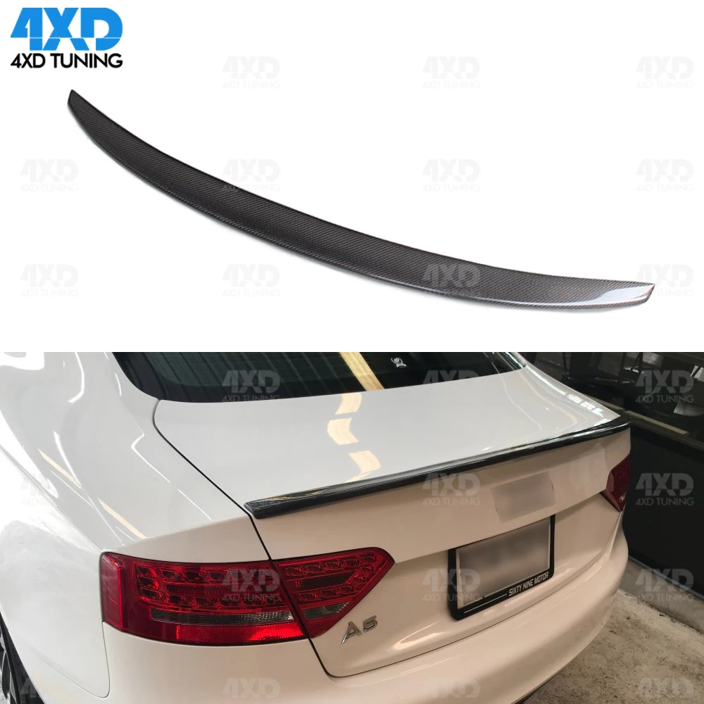 For Audi A5 Coupe Carbon Fiber Rear Spoiler Rear Trunk Wing Gloss Black S5 Style 2-Doors 2010 2011 2012 2013 2014 2015