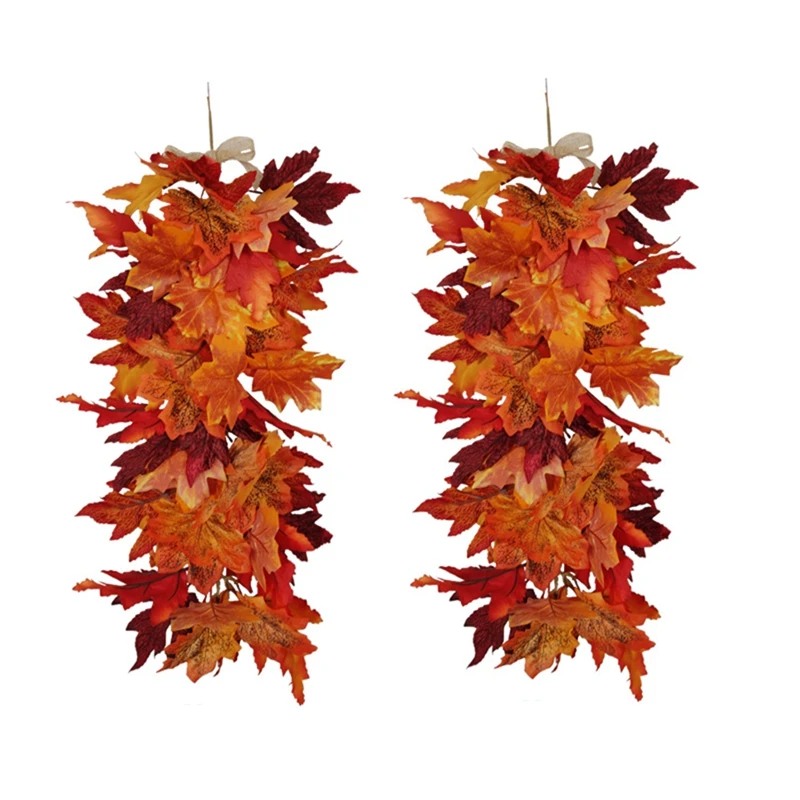 HOT SALE 2Pcs Fall Leaves Wall Hanging Plant,Autumn Outdoor Hanging