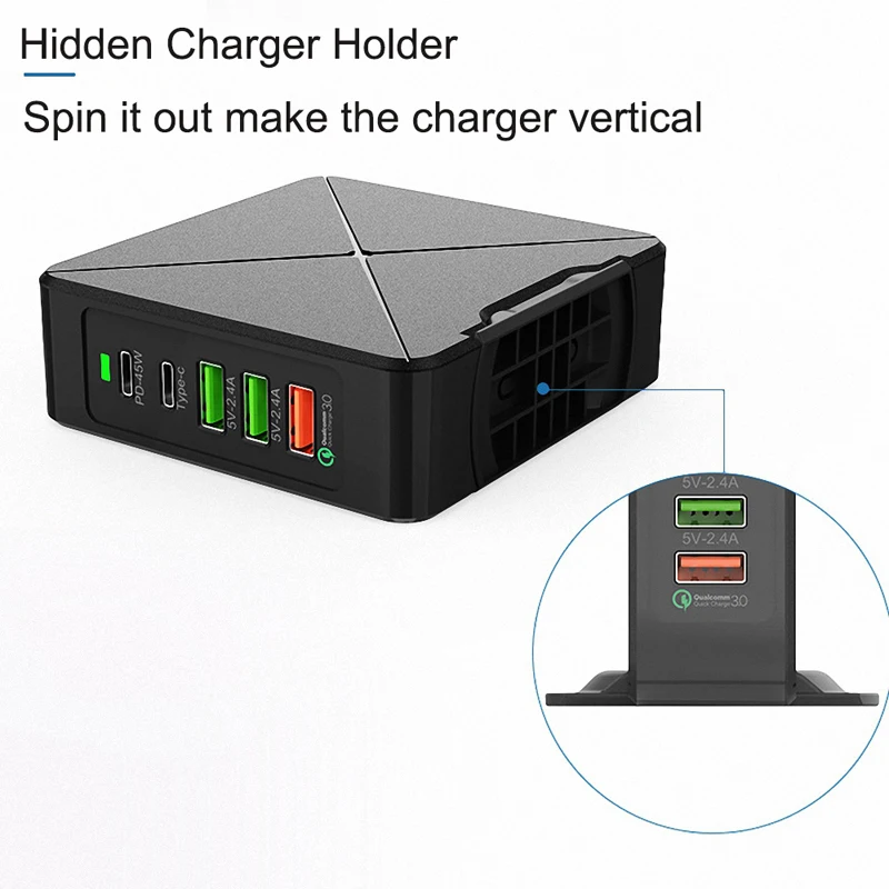 75W Quick Charge 3 0 USB Type C PD Power Adapter Phone Charger 45W For iphone 4