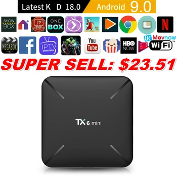

TTVBOX Android 9.0 TV Box TX6 Mini Android Smart TV Box 2GB 16GB USB 3.0 2.4G 5G Wi-Fi 3D 4K Full HD H.265 100M Ethernet