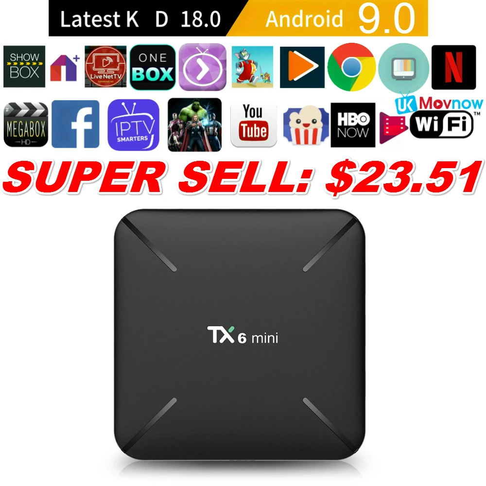 ТВ приставка TX6 Mini Android 9 0 2 ГБ 16 USB 3 4G Wi Fi 3D 4K Full HD H.265 100 м Ethernet|ТВ-приставки и