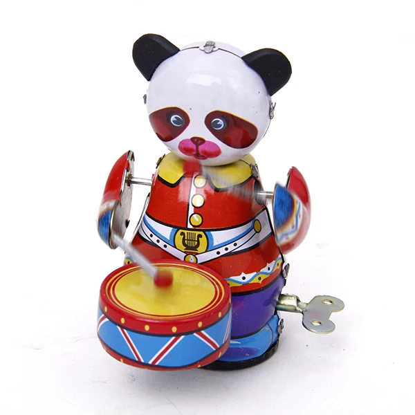 Vintage Wind Up Panda Bear Drummer Clockwork Toy W/ Key Great Collectible Gift