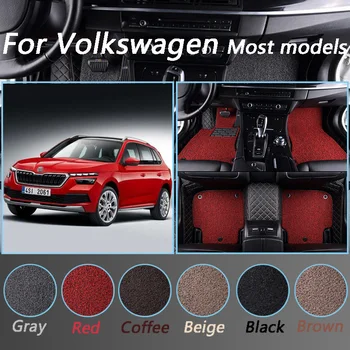 

Double layer Car Floor Mats For Skoda Octavia Fabia Rapid Superb Kodiaq Yeti Waterproof Floor Mats Custom Made