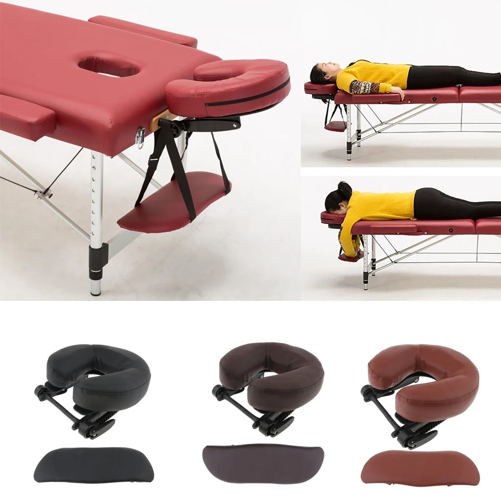 3pcs Massage Set Foam PU Leather Cover Face Cradle Cushion+Arm Support Pillow+Adjustable Base for Acupressure Massage Table Bed