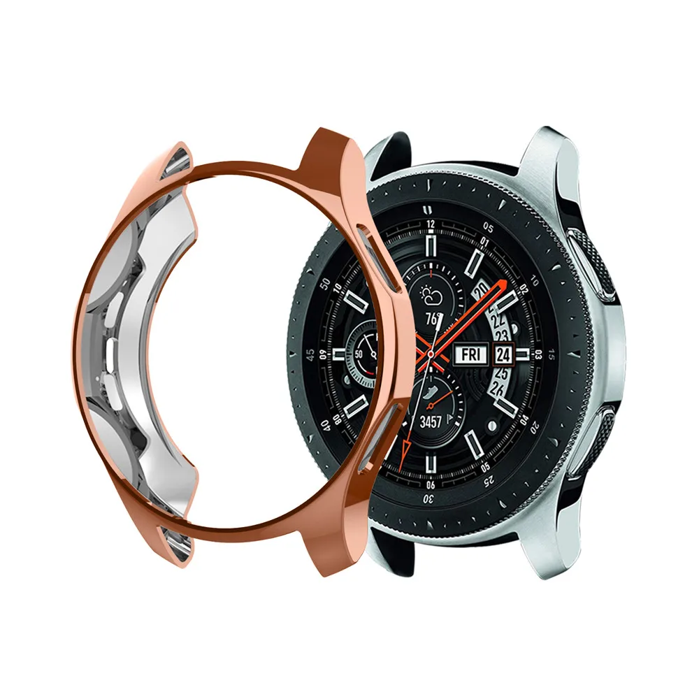 Rose gold Мягкое покрытие из ТПУ защитный чехол для samsung Galaxy Watch 42 мм 46 мм все вокруг крышка защитная оболочка рамка для gear S3 Band - Цвет ремешка: Rose gold