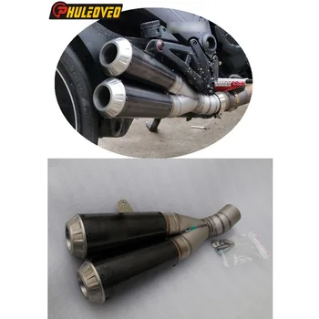 Titanium Alloy ID:58mm Motorcycle Muffler Exhaust Link Pipe for Ducati Diavel 1200 2013-2018 Titanium Muffler Exhaust Demper