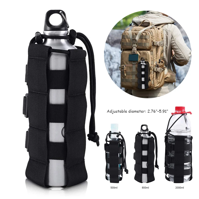 

Tactical MOLLE Water Bottle Pouch Adjustable Outdoor Sports Kettle Holder Water Canteen Carrier for 17-42Oz Water Bottles