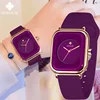 WWOOR Luxury Brand Watches For Women Fashion Square Purple Ladies Quartz Wristwatch Waterproof Silicone Band Relogio Feminino 1