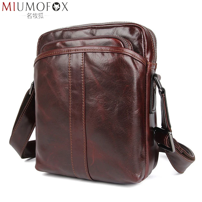 

2019 New Men Bags Classic Oil Wax Genuine Leather Small Crossbody Bag Retro Male Shoulder Bag Large Capacity Messenger Bag Black