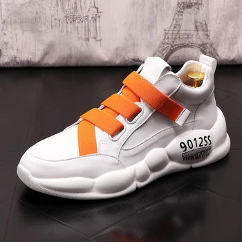 

2020 Dad Trendy Shoes Men's Loafer Shoes Breathable White Shoes Thick Bottom and Inner Height Increased Casual High-top Shoes